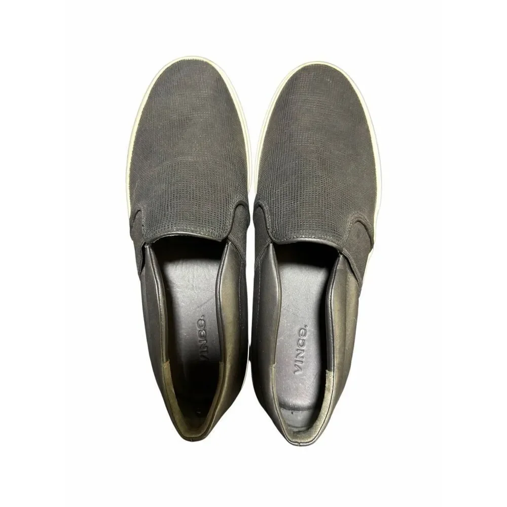 $225 Retail Vince Men's Black Fletcher Suede Slip-On Sneaker Shoes Size 11.5